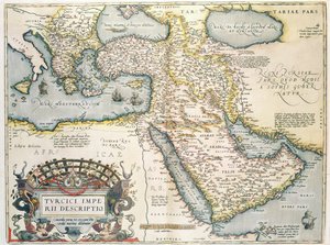 Mappa del Medio Oriente, da Theatrvm Orbis Terrarvm, 1570 (incisione colorata a mano)